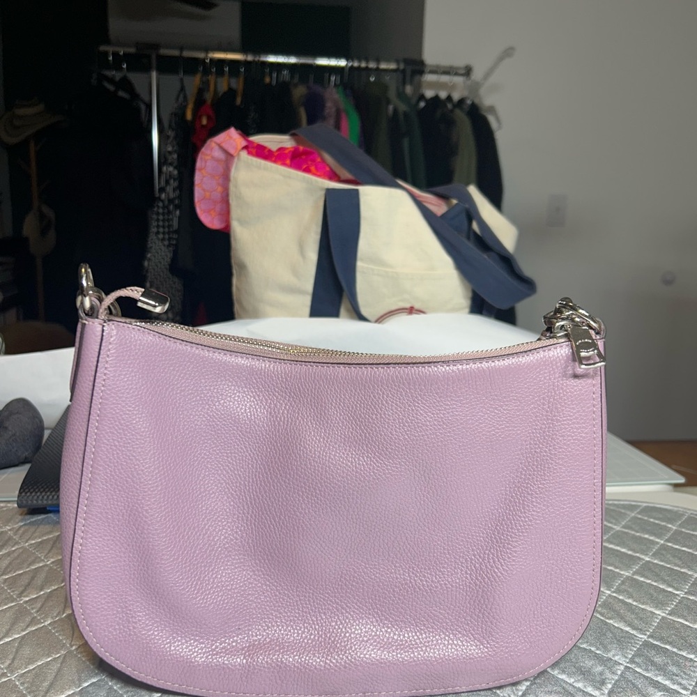 Coach Lilac Purple Pebbled Leather Shoulder Bag - Picture 8 of 10
